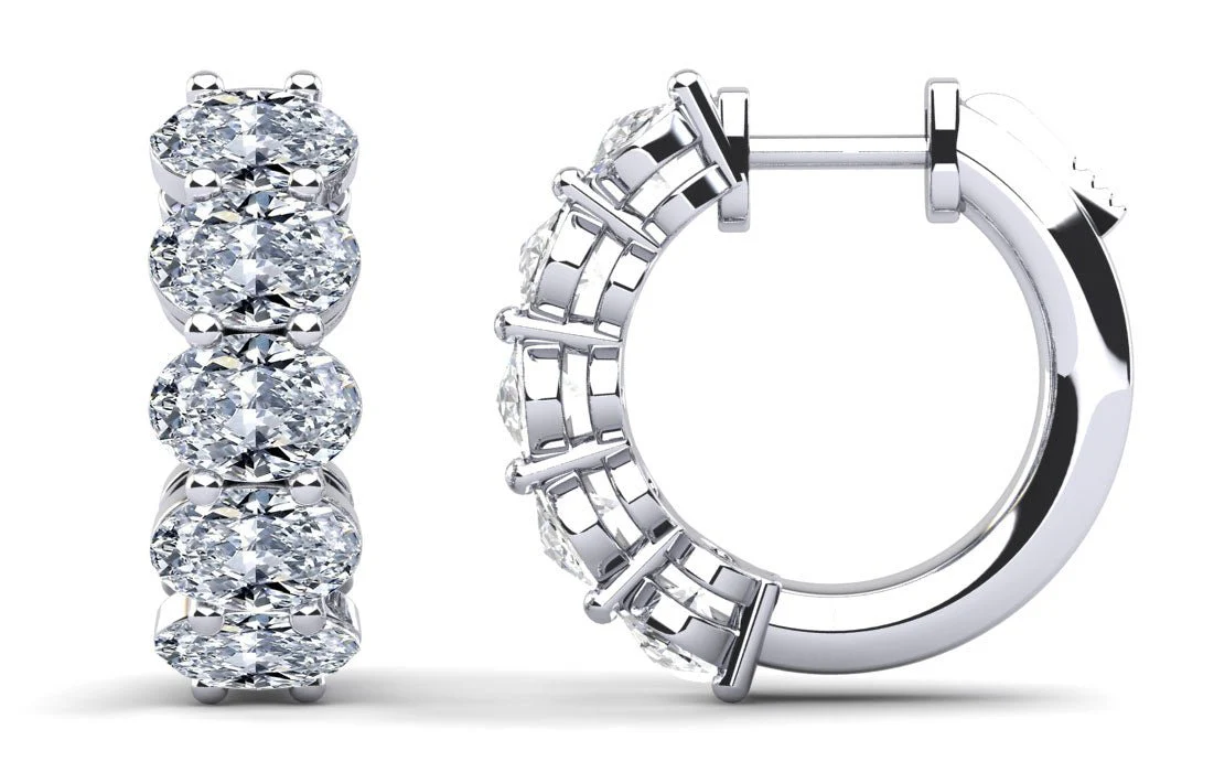 Ten Stone Oval Lab-Grown Diamond Hoop Earrings with 6.30 ct.(finished) 6.2x4.3mm