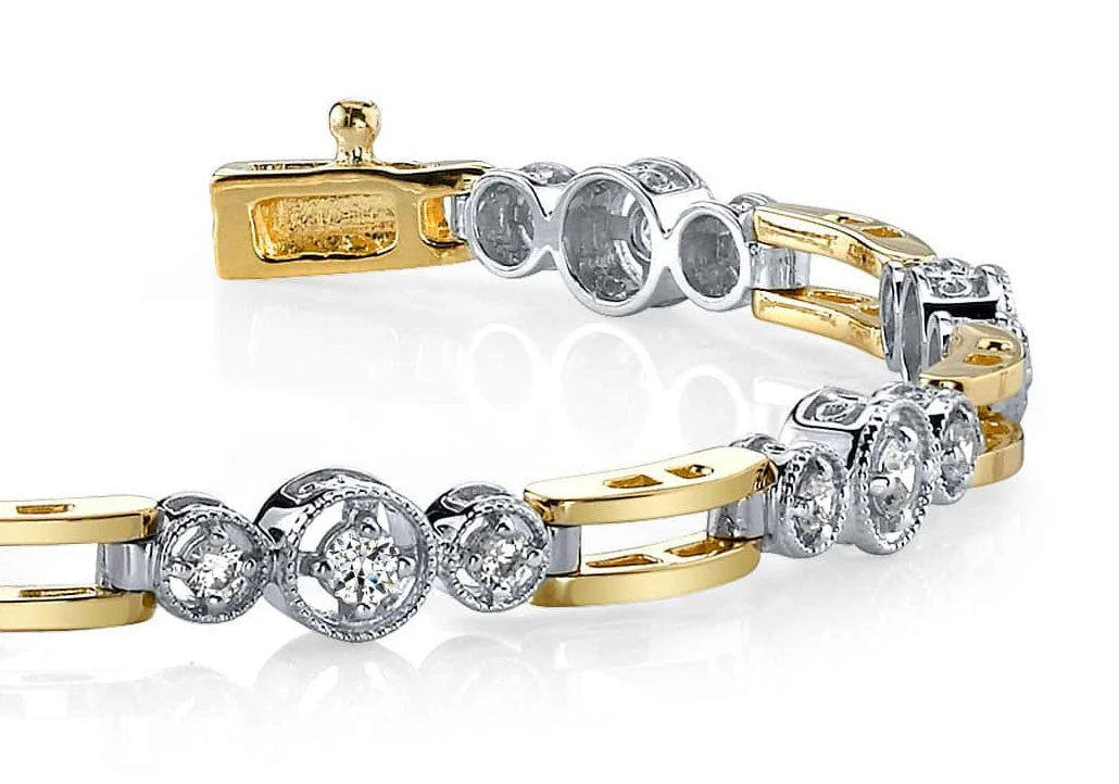 Three Across Bridge Link Diamond Bracelet with 1.01 ct.(finished) 2mm, 2.5mm - Image 2