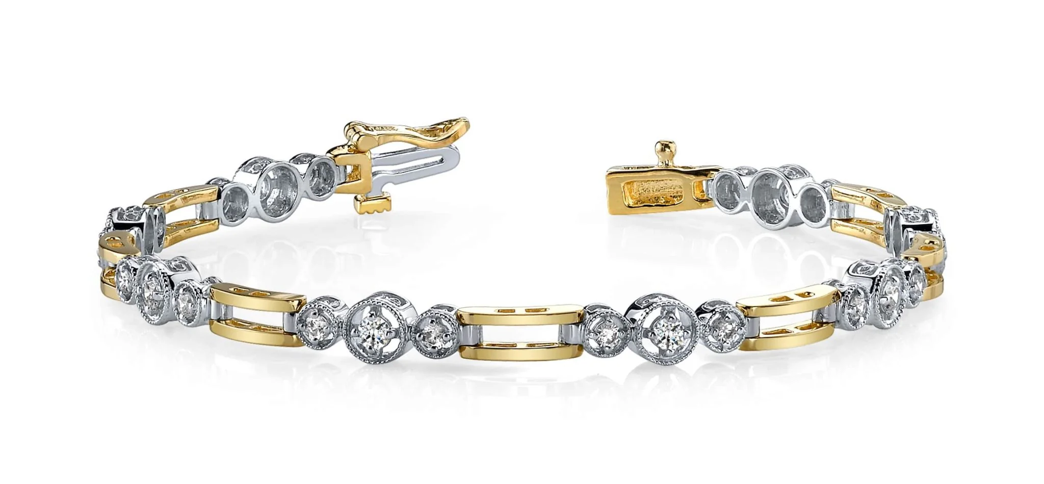 Three Across Bridge Link Diamond Bracelet with 1.01 ct.(finished) 2mm, 2.5mm - Image 3