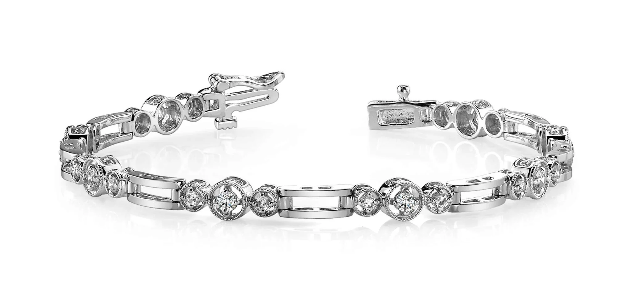 Three Across Bridge Link Diamond Bracelet with 1.01 ct.(finished) 2mm, 2.5mm - Image 4