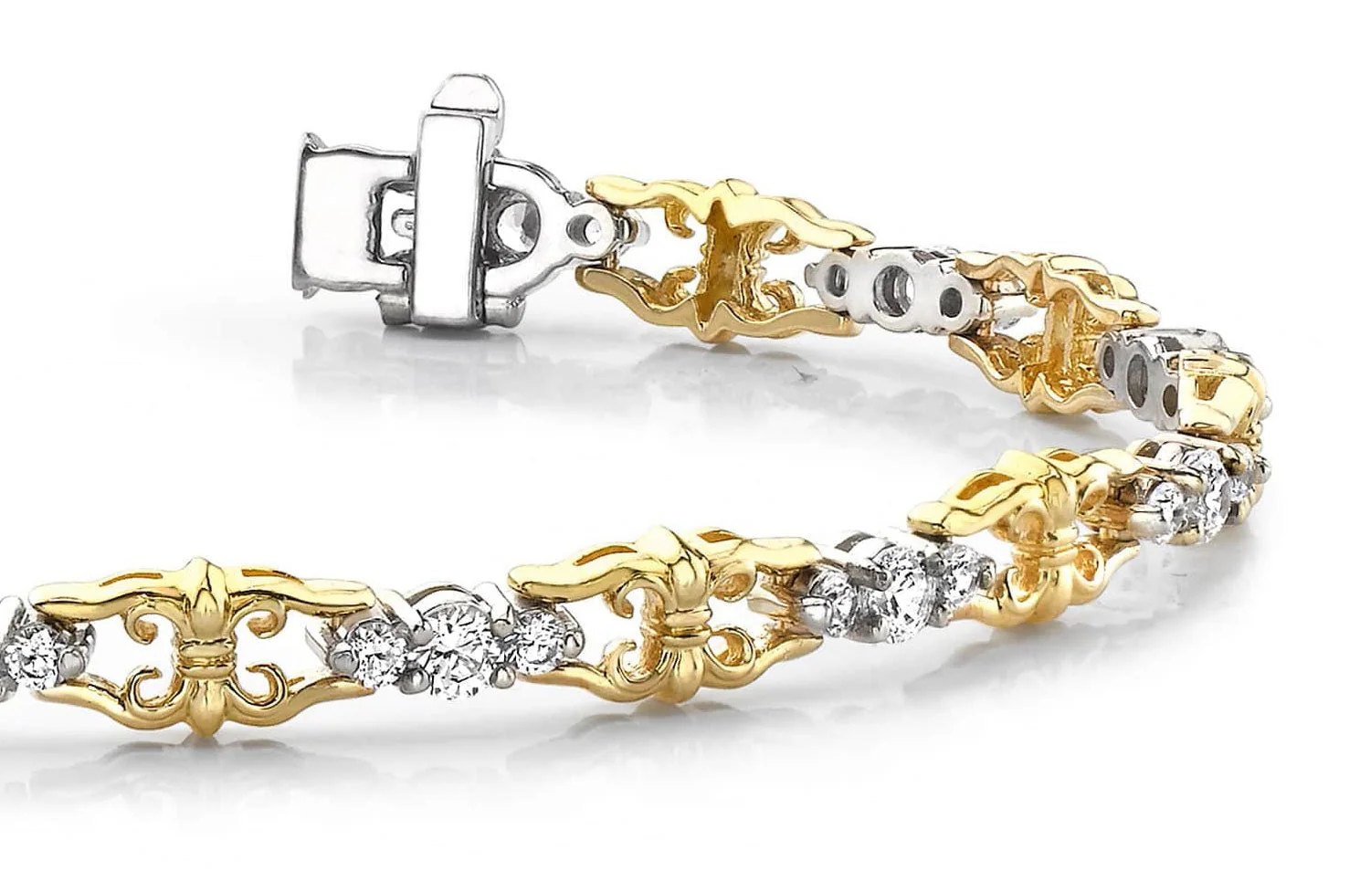 Three Across Crown Link Diamond Bracelet with 1.08 ct.(finished) 1.7mm, 2mm - Image 2
