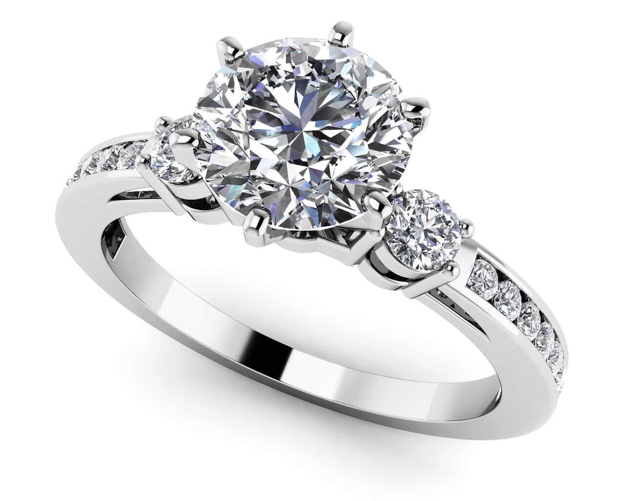 Three Across Plus Side Stone Diamond Engagement Ring with 1.06 ct. (0.75 ct. center diamond)