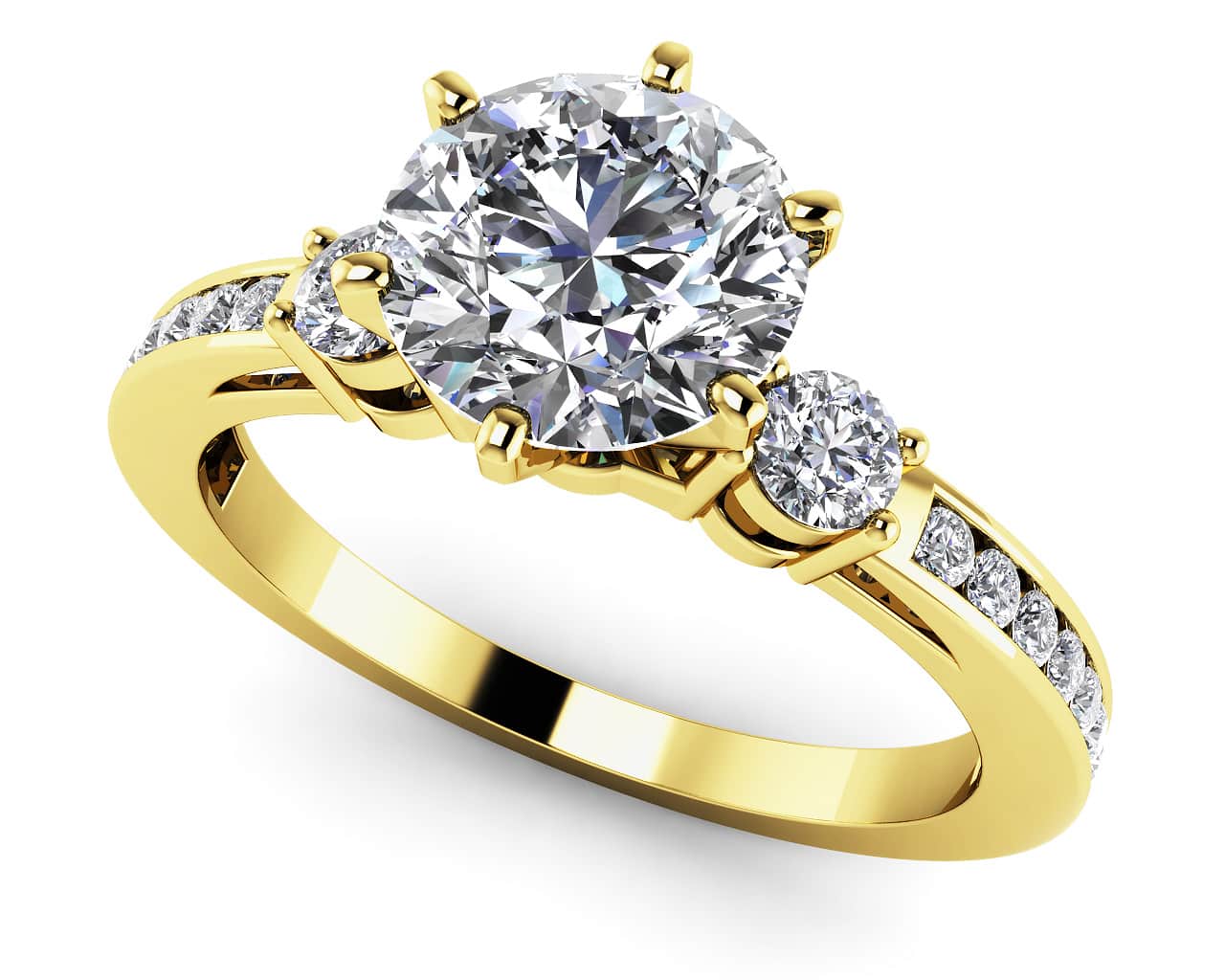 Three Across Plus Side Stone Lab-Grown Diamond Engagement Ring with 1.56 ct. (1.25 ct. center diamond) - Image 2