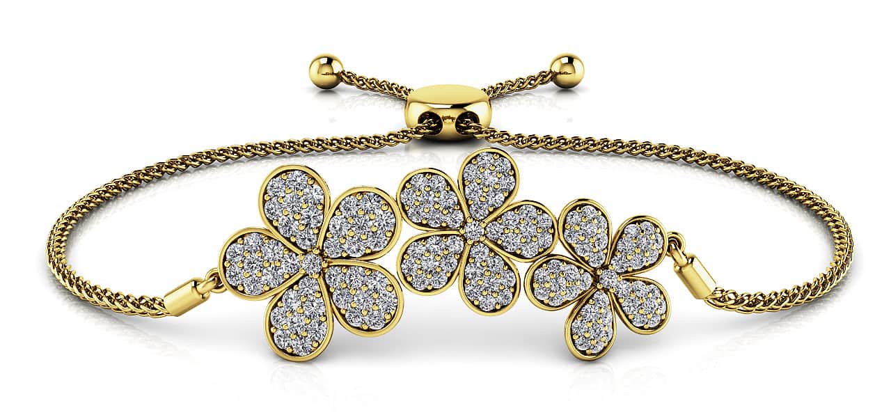Three Flower Diamond Adjustable Diamond Bracelet with 0.92 ct.(finished) - Image 2