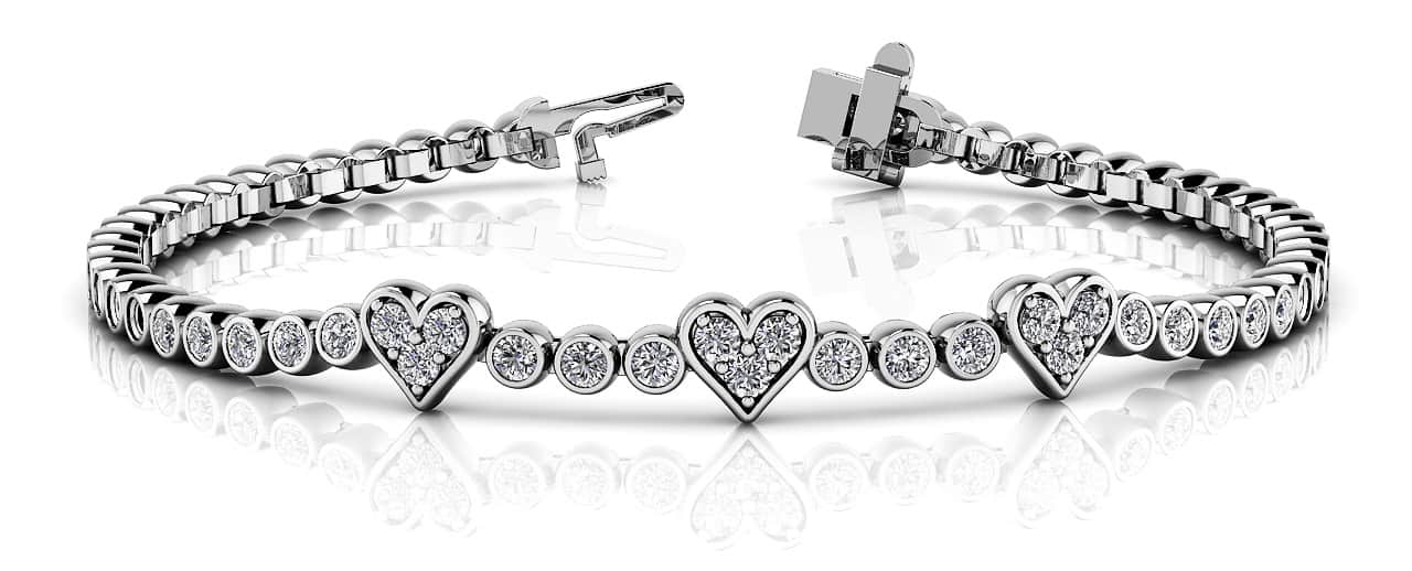 Three Hearts Of Love Lab-Grown Diamond Bracelet with 2.11 ct.(finished) 2mm - Image 5