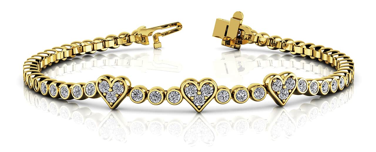 Three Hearts Of Love Lab-Grown Diamond Bracelet with 2.11 ct.(finished) 2mm - Image 6
