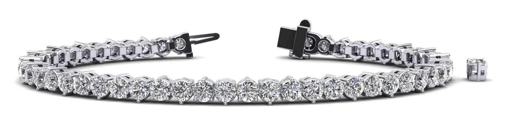 Three Prong Alternating Diamond Tennis Bracelet with 2.38 ct.(finished) 2mm