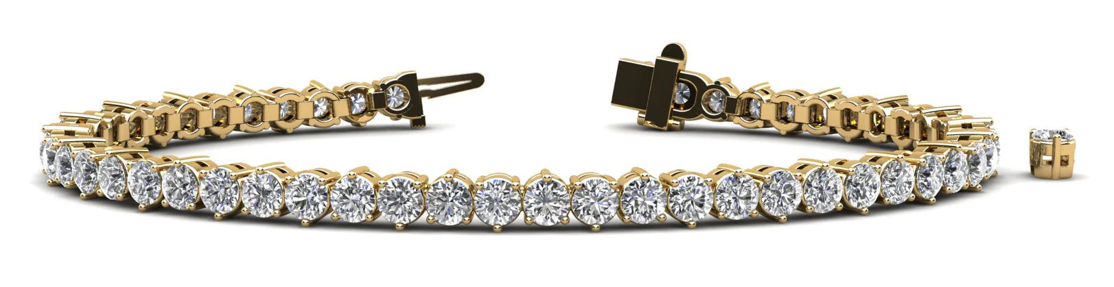 Three Prong Alternating Lab-Grown Diamond Tennis Bracelet with 6.24 ct.(finished) 3.25mm - Image 2