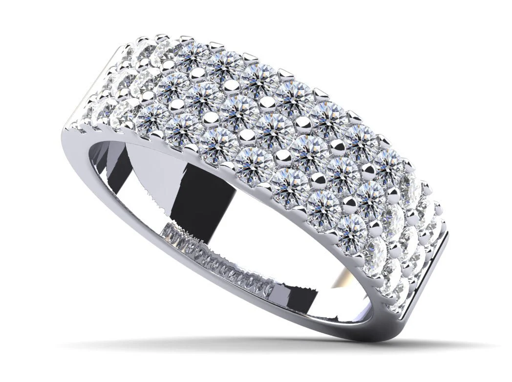 Three Row Brilliance Lab-Grown Diamond Ring with 0.98 ct.(finished) 1.8mm