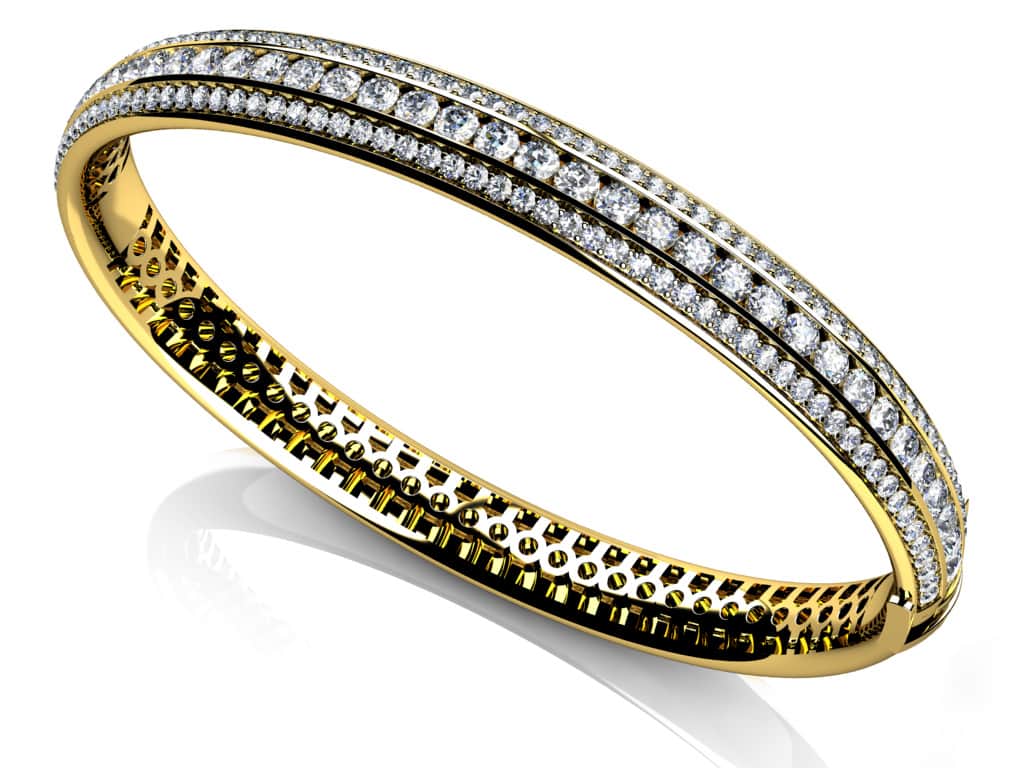 Three Row Channel And Prong Set Bangle Diamond  with 2.97 ct.(finished) 1.3mm, 2.4mm - Image 2
