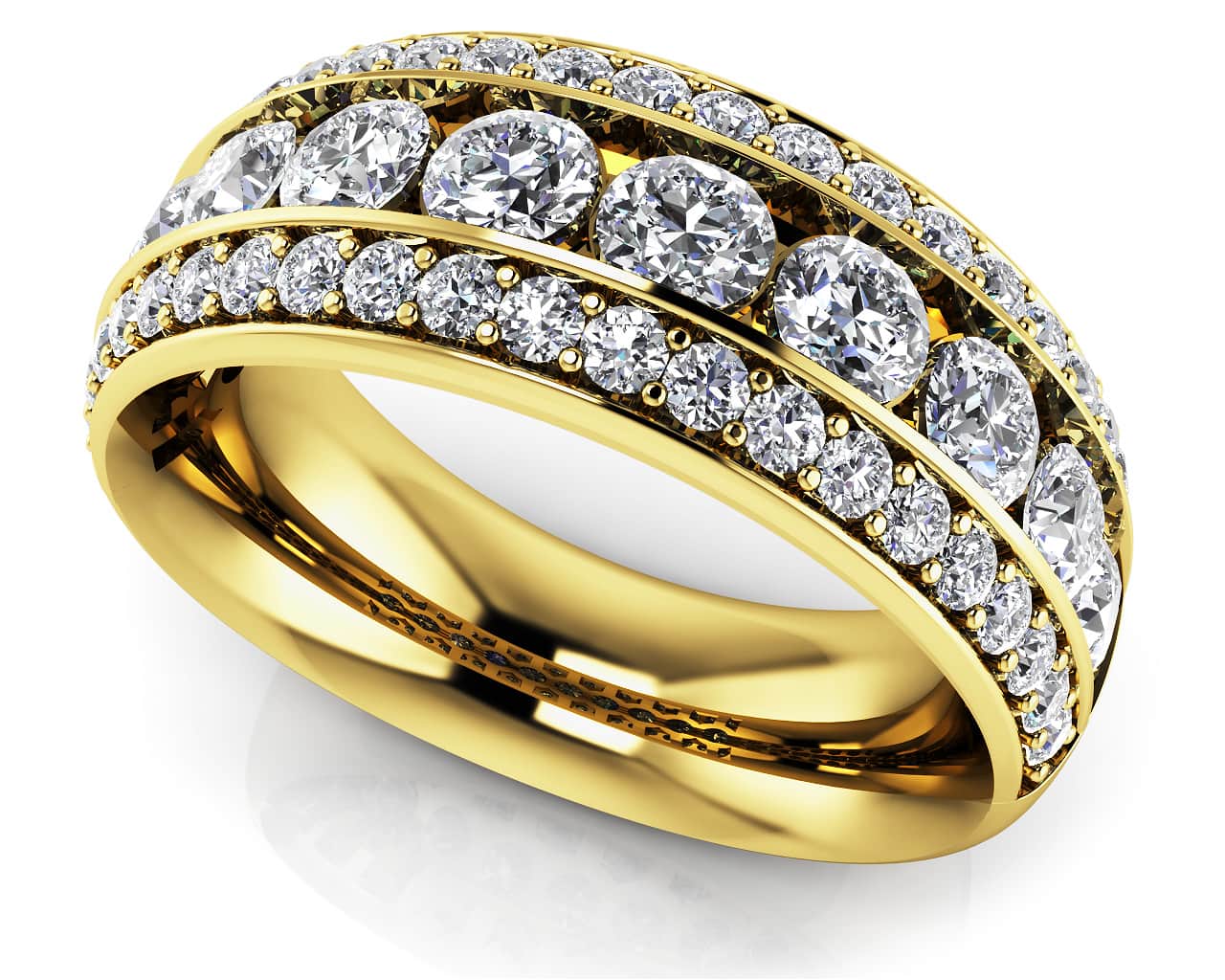 Three Row Channel And Prong Set Diamond Ring with 1.30 ct.(finished) 1.3mm, 2.75mm - Image 2