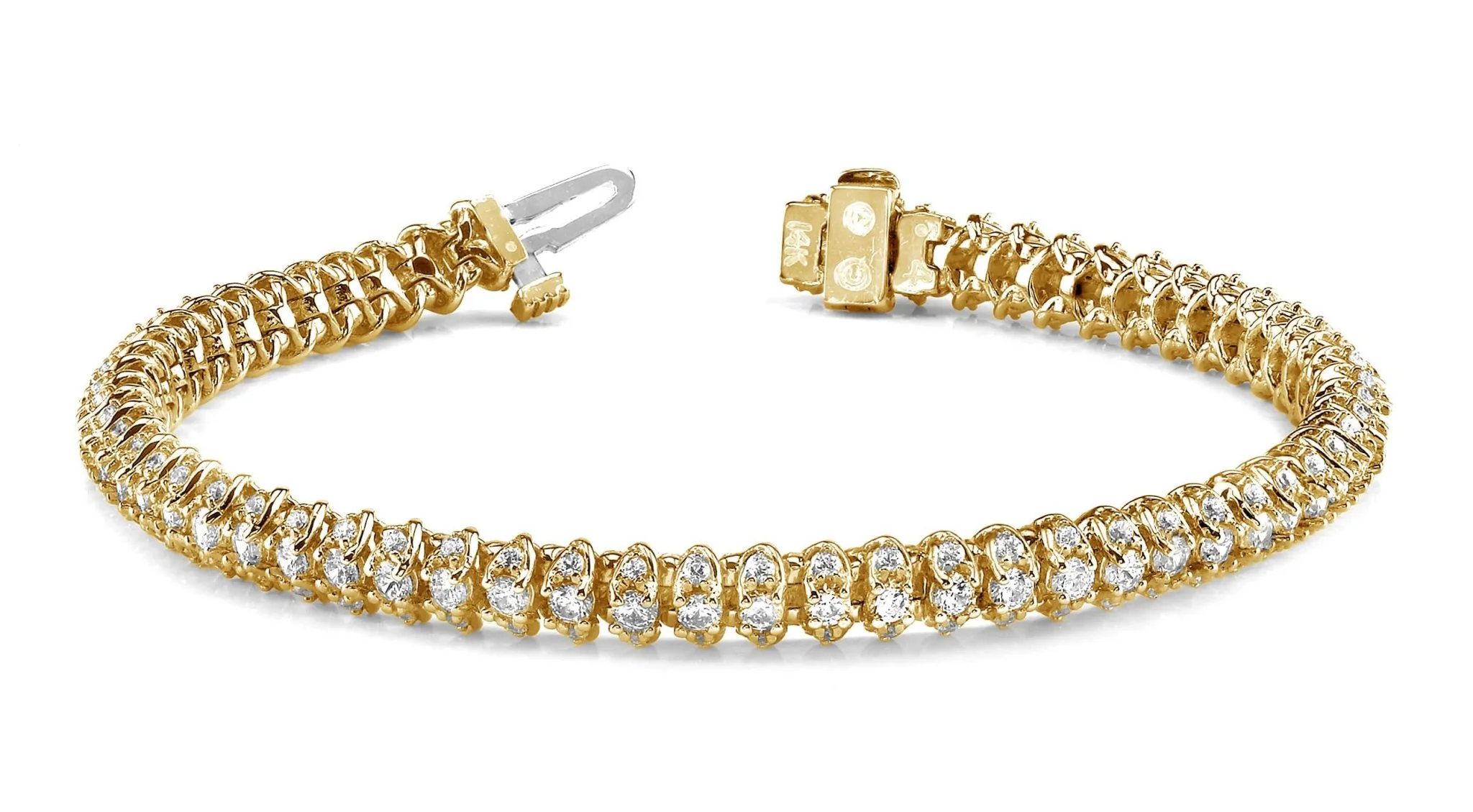 Three Row Diamond Scoop Link Diamond Bracelet with 3.16 ct.(finished) 1.25mm, 2mm - Image 4