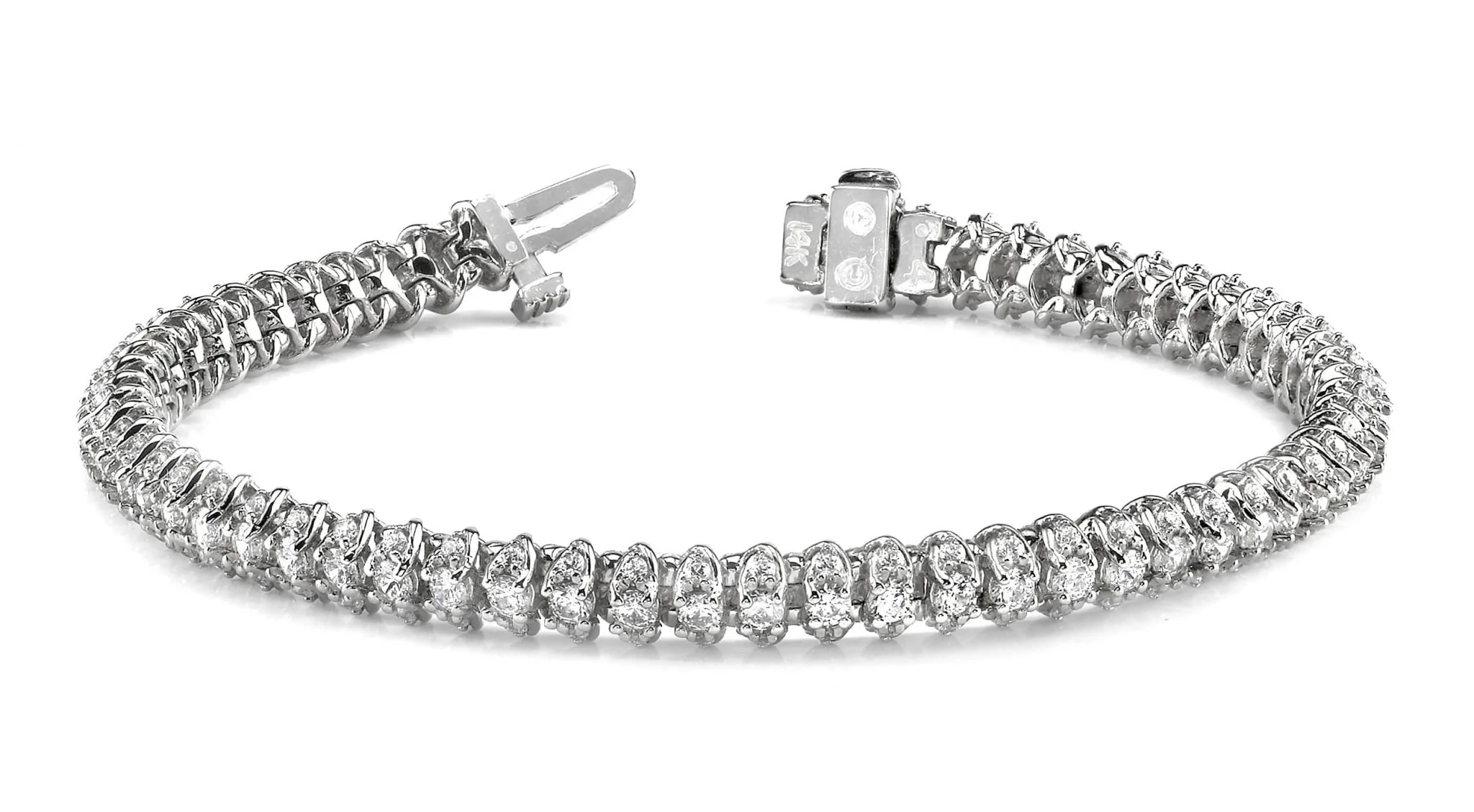 Three Row Diamond Scoop Link Diamond Bracelet with 7.01 ct.(finished) 1.7mm, 3mm - Image 3