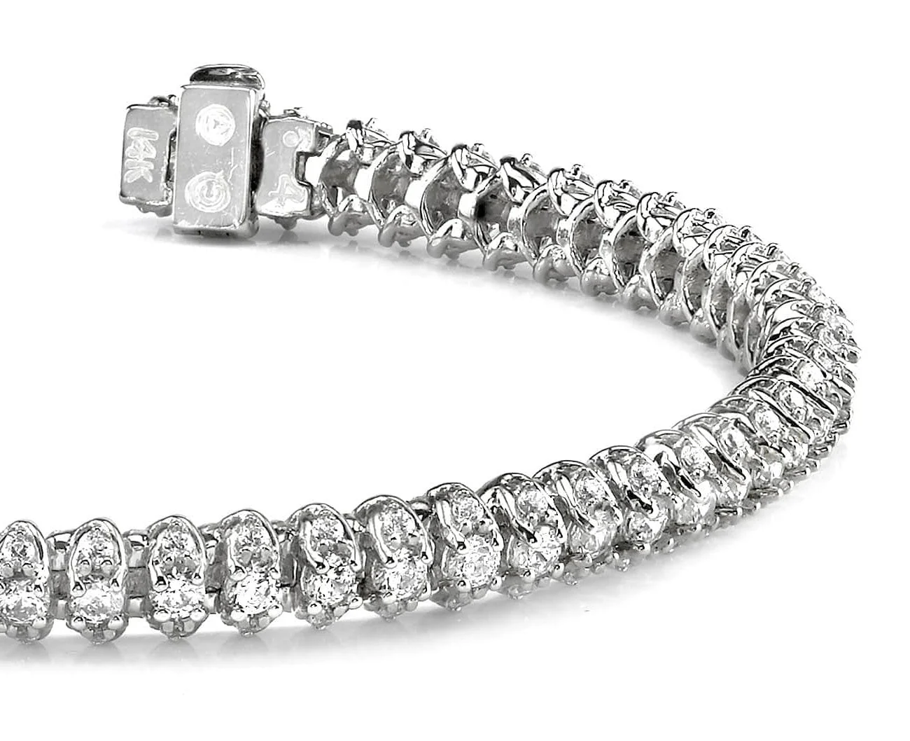 Three Row Diamond Scoop Link Bracelet Lab-Grown Diamond with 5.94 ct.(finished) 1.5mm, 2.75mm