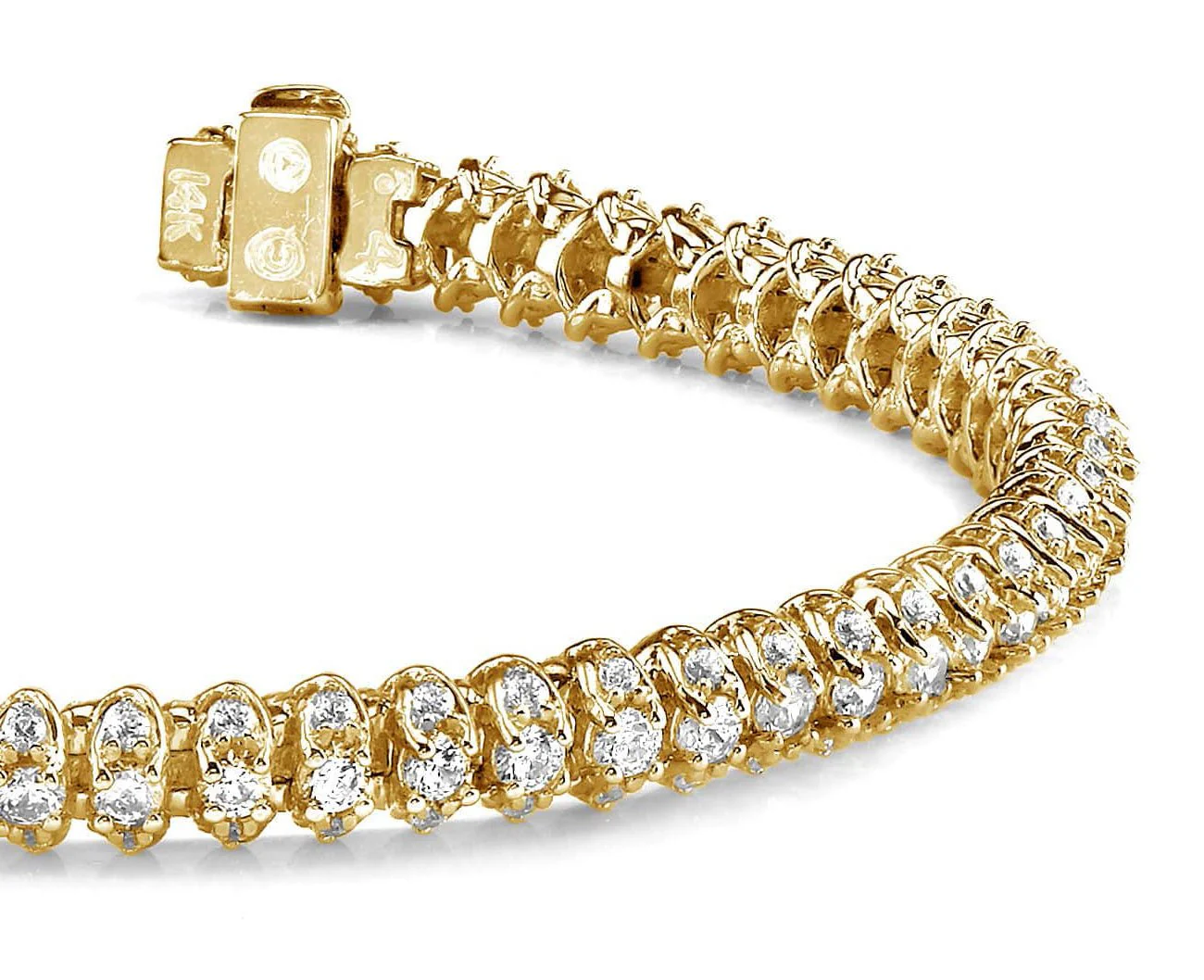 Three Row Diamond Scoop Link Bracelet Lab-Grown Diamond with 5.94 ct.(finished) 1.5mm, 2.75mm - Image 2