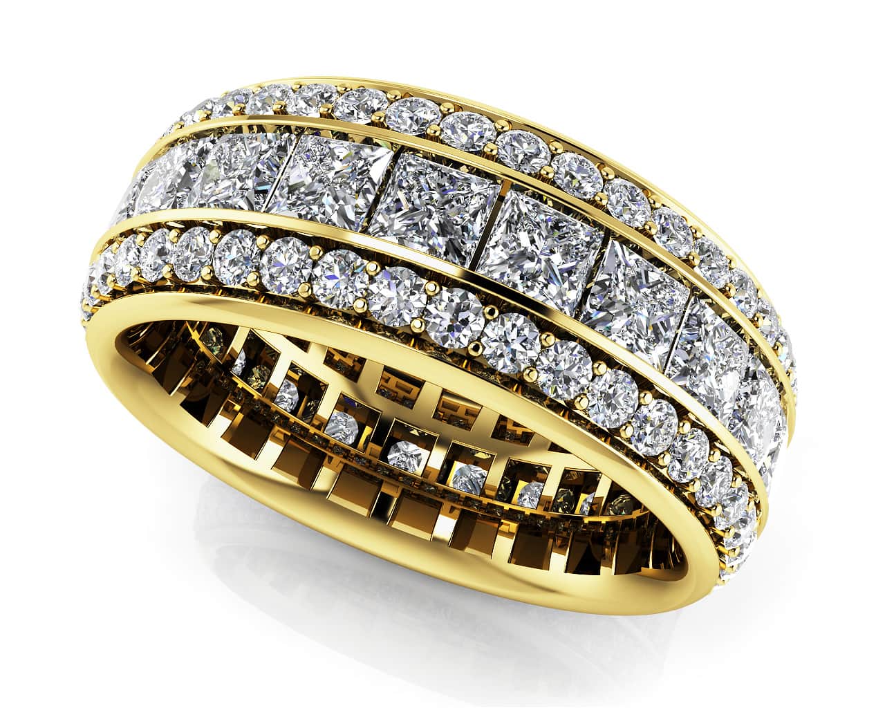 Three Row Princess And Round Eternity Band Diamond  with 2.94 ct.(finished) 1.3mm, 2.4mm - Image 2