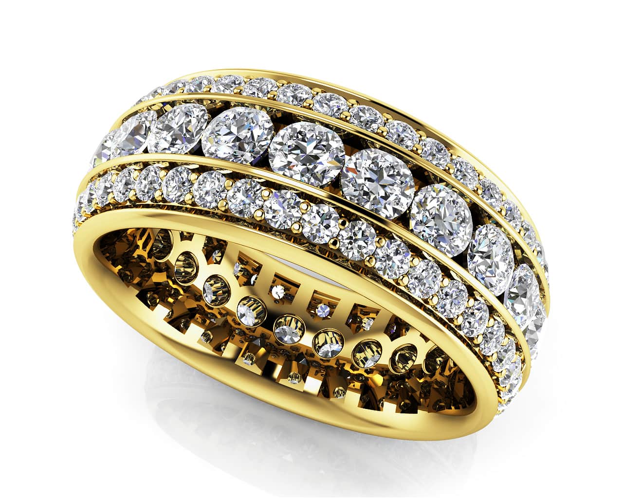 Three Row Round Diamond Eternity Band Lab-Grown Diamond with 2.16 ct.(finished) 1.3mm, 2.4mm - Image 2