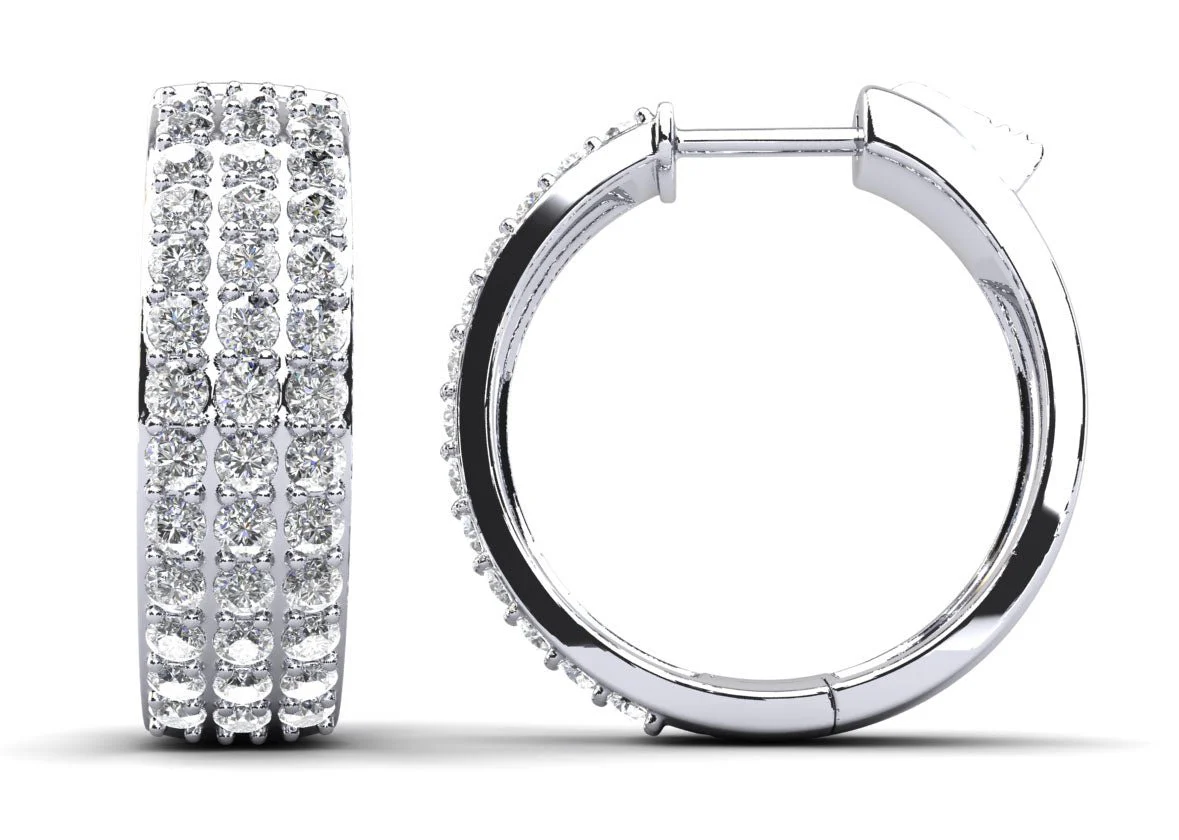 Three Rows Diamond Hoops Diamond with 1.95 ct.(finished) 1.8mm