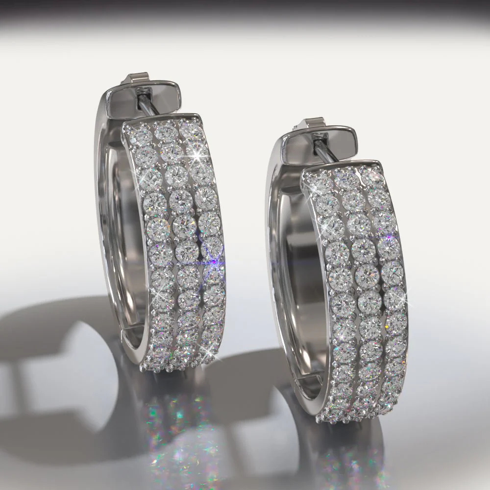 Three Rows Diamond Hoops Diamond with 1.95 ct.(finished) 1.8mm - Image 3
