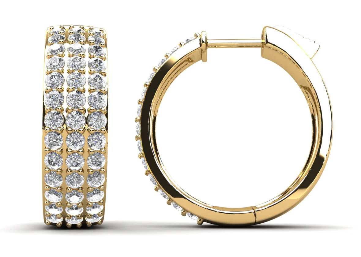 Three Rows Diamond Hoops Lab-Grown Diamond  with 1.95 ct.(finished) 1.8mm - Image 2