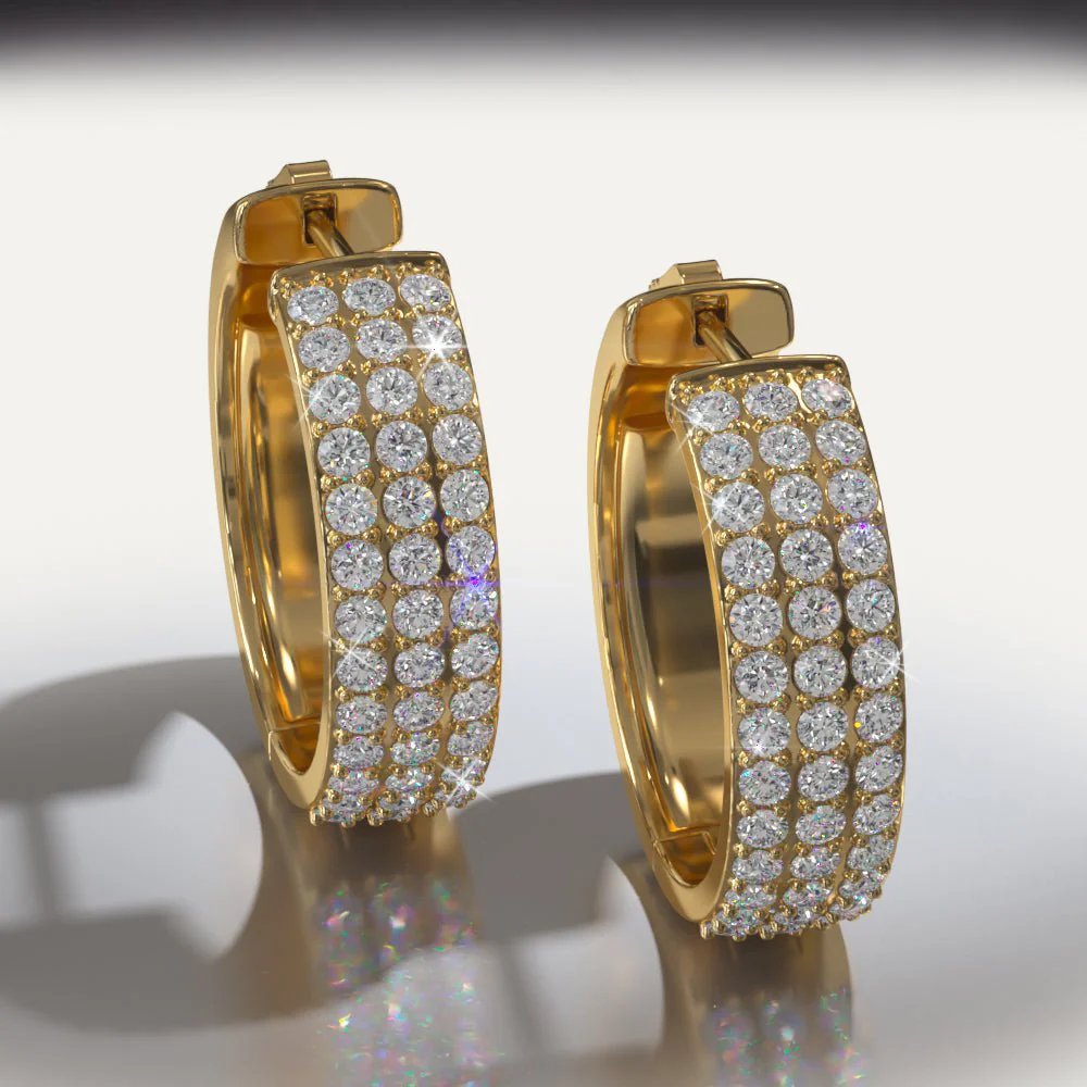 Three Rows Diamond Hoops Lab-Grown Diamond  with 1.95 ct.(finished) 1.8mm - Image 4