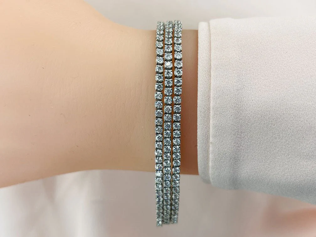 Three Rows Flexible Lab-Grown Diamond Bracelet with 11.34 ct.(finished) 2.5mm - Image 3