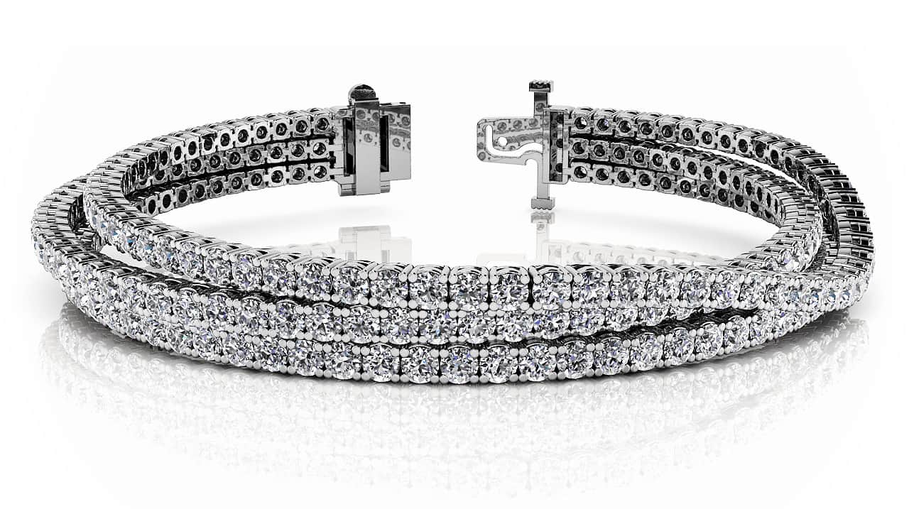 Three Rows Flexible Lab-Grown Diamond Bracelet with 11.34 ct.(finished) 2.5mm - Image 5