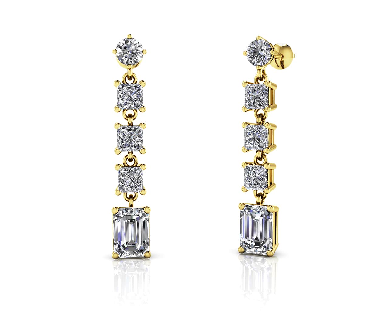 Three Shape Drop Diamond Earrings with 4.04 ct.(finished) 7x5mm, 3.5mm, 3.8mm - Image 2