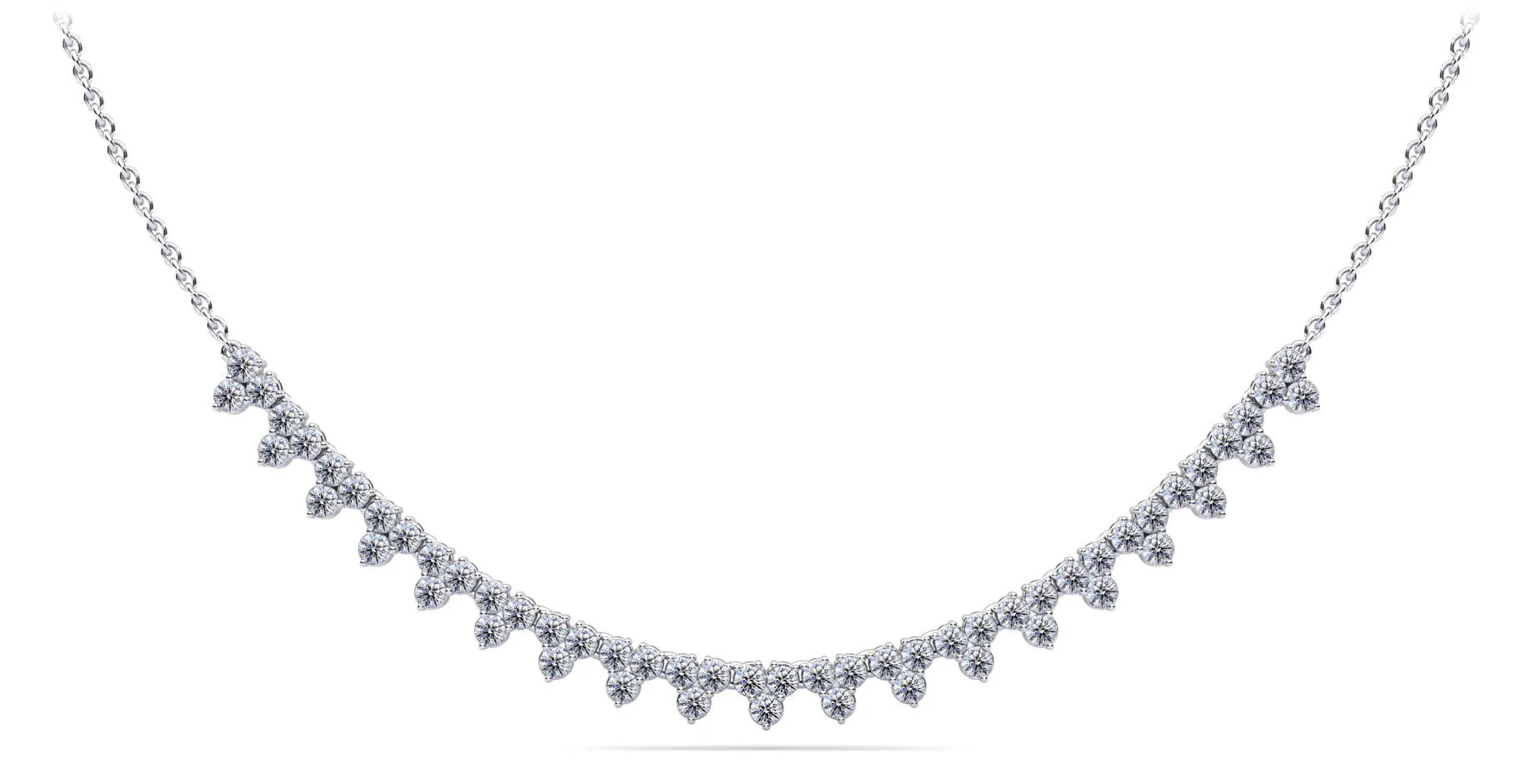 Three Stone Brilliance Diamond and Chain Diamond Necklace with 2.91 ct.(finished) 2.4mm