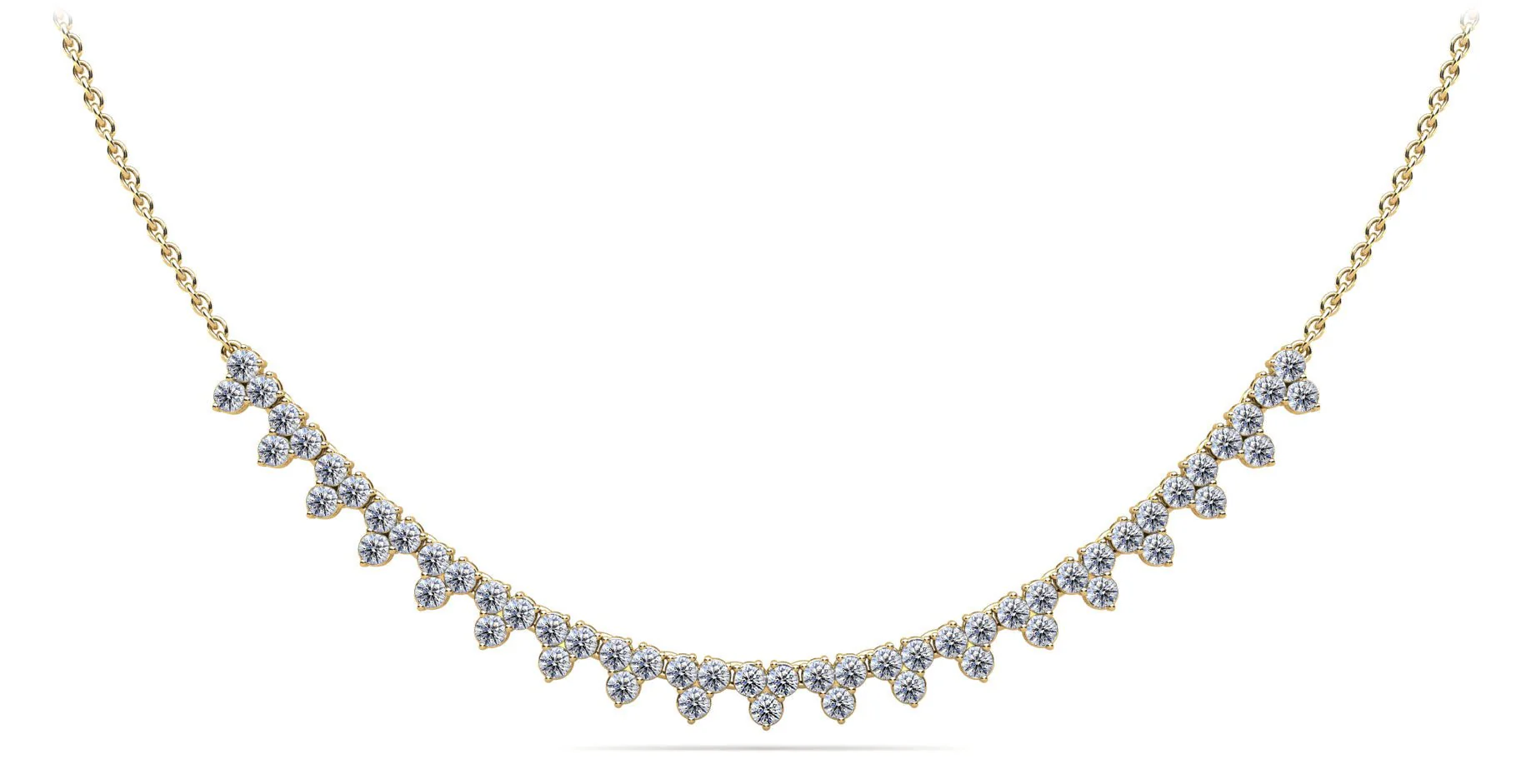 Three Stone Brilliance Diamond and Chain Diamond Necklace with 2.91 ct.(finished) 2.4mm - Image 2