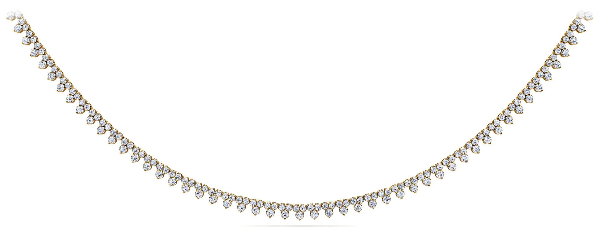 Three Stone Brilliant Diamond Tennis Diamond Necklace with 8.18 ct.(finished) 1.8mm, 2.1mm - Image 2