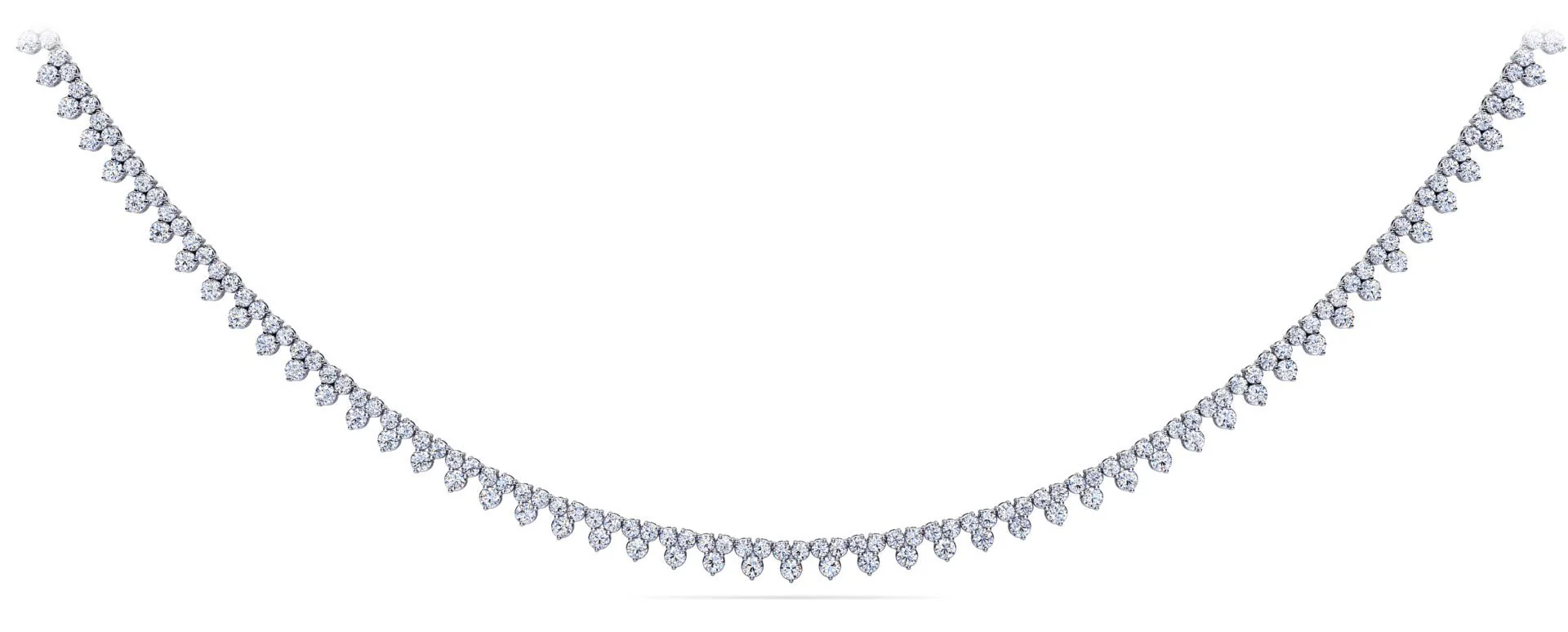 Three Stone Brilliant Diamond Tennis Lab-Grown Diamond Necklace with 8.18 ct.(finished) 1.8mm, 2.1mm