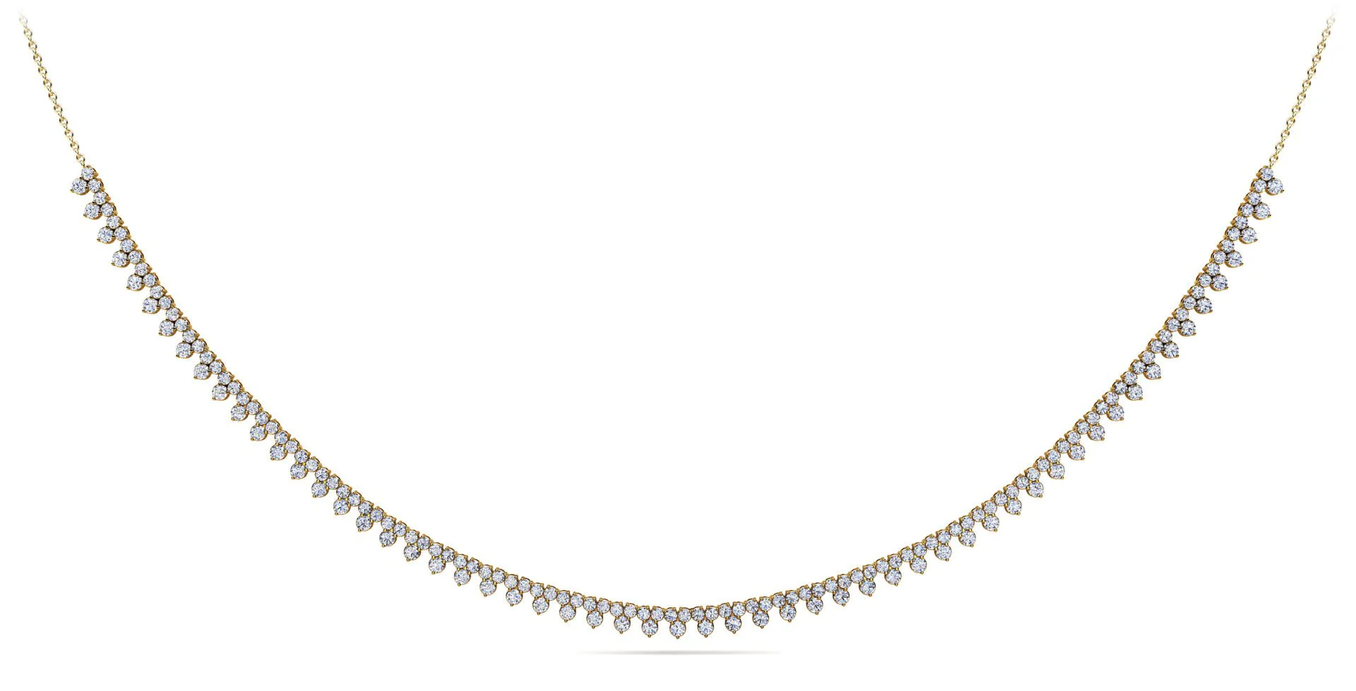 Three Stone Brilliant Tennis Diamond Necklace with 2.96 ct.(finished) 1.8mm, 2.1mm - Image 2
