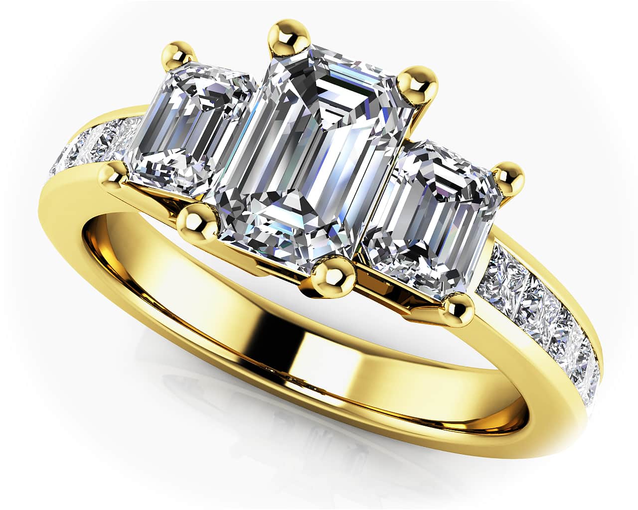 Three Stone Emerald Cut Diamonds Lab-Grown Diamond Engagement Ring   with 1.81 ct. (1.00 ct. center diamond) - Image 2