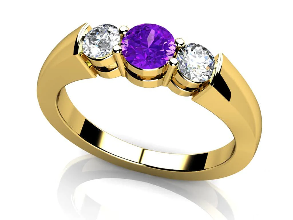 Three Stone Gem And Lab-Grown Diamond  Ring with 0.58 ct.(finished) 3.4mm, 4.2mm Sapphire - Image 2