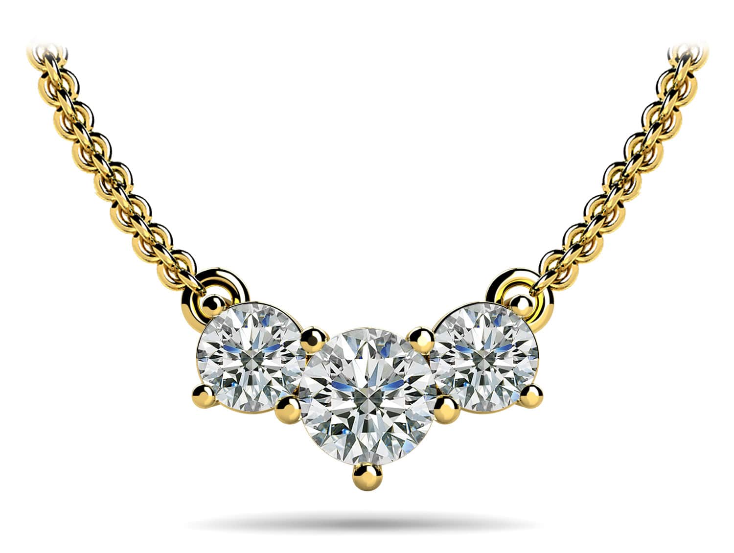 Three Stone Horizontal Diamond Pendant with 0.75 ct.(finished) 3.8mm, 4.5mm - Image 2