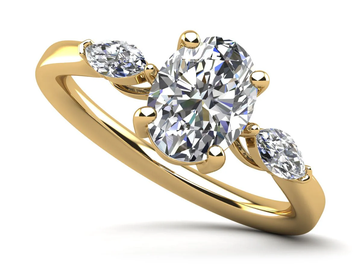 Three Stone Oval and Marquise Lab-Grown Diamond Engagement Ring with 1.22 ct. (1.00 ct. center diamond) - Image 2