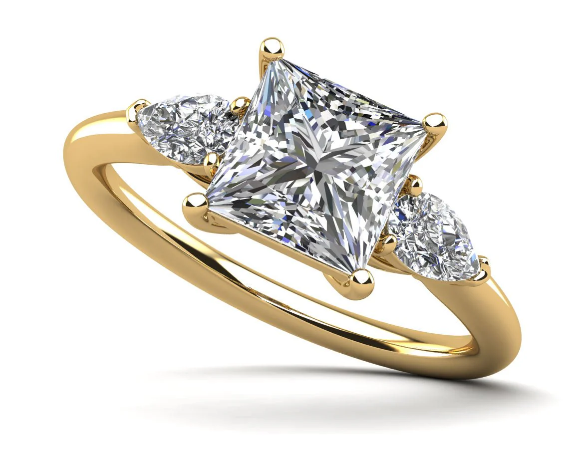 Three Stone Princess and Pear Lab-Grown Diamond Engagement Ring   with 1.92 ct. (1.50 ct. center diamond) - Image 2