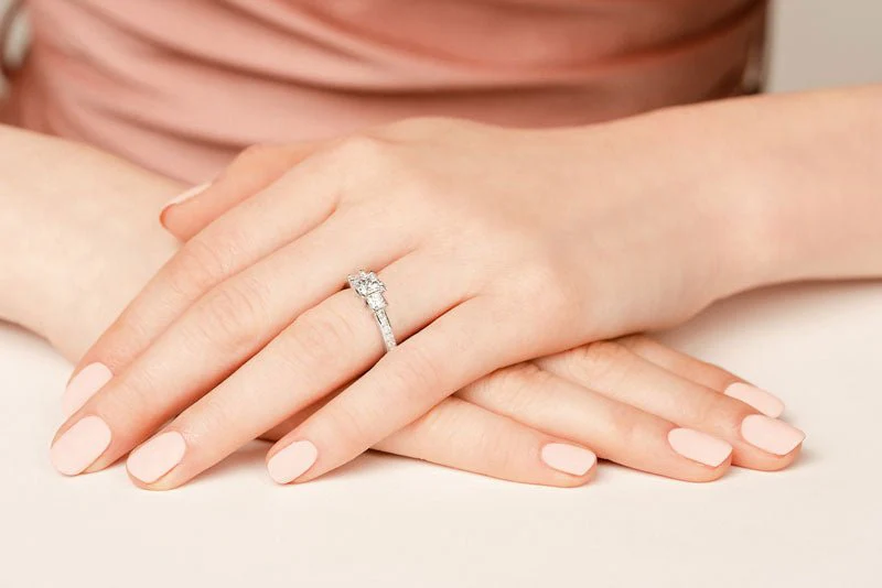 Three Stone Princess Cut Diamonds Diamond Engagement Ring with 1.95 ct. (1.00 ct. center diamond) - Image 3