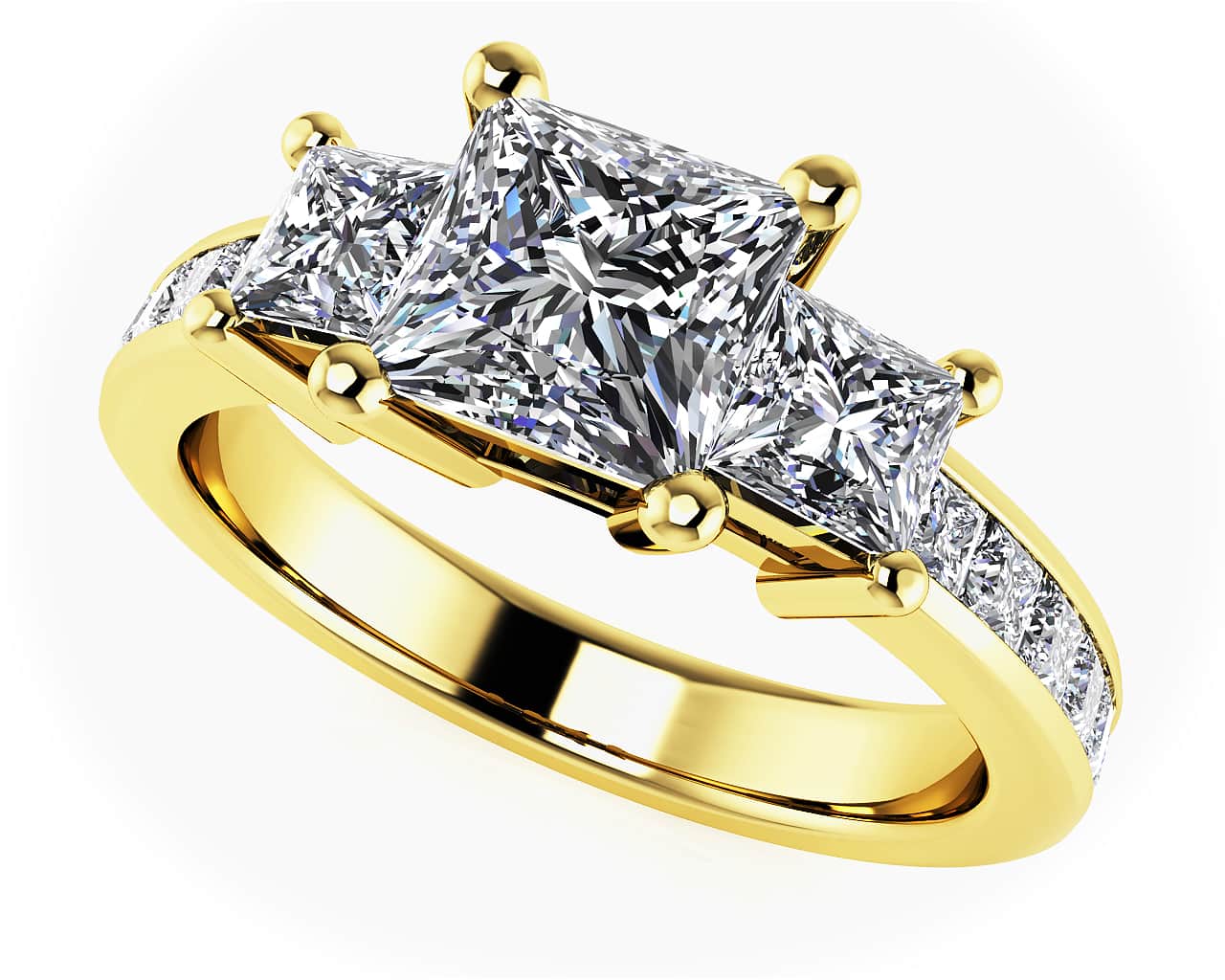 Three Stone Princess Cut Diamonds Lab-Grown Diamond Engagement Ring   with 1.95 ct. (1.00 ct. center diamond) - Image 2