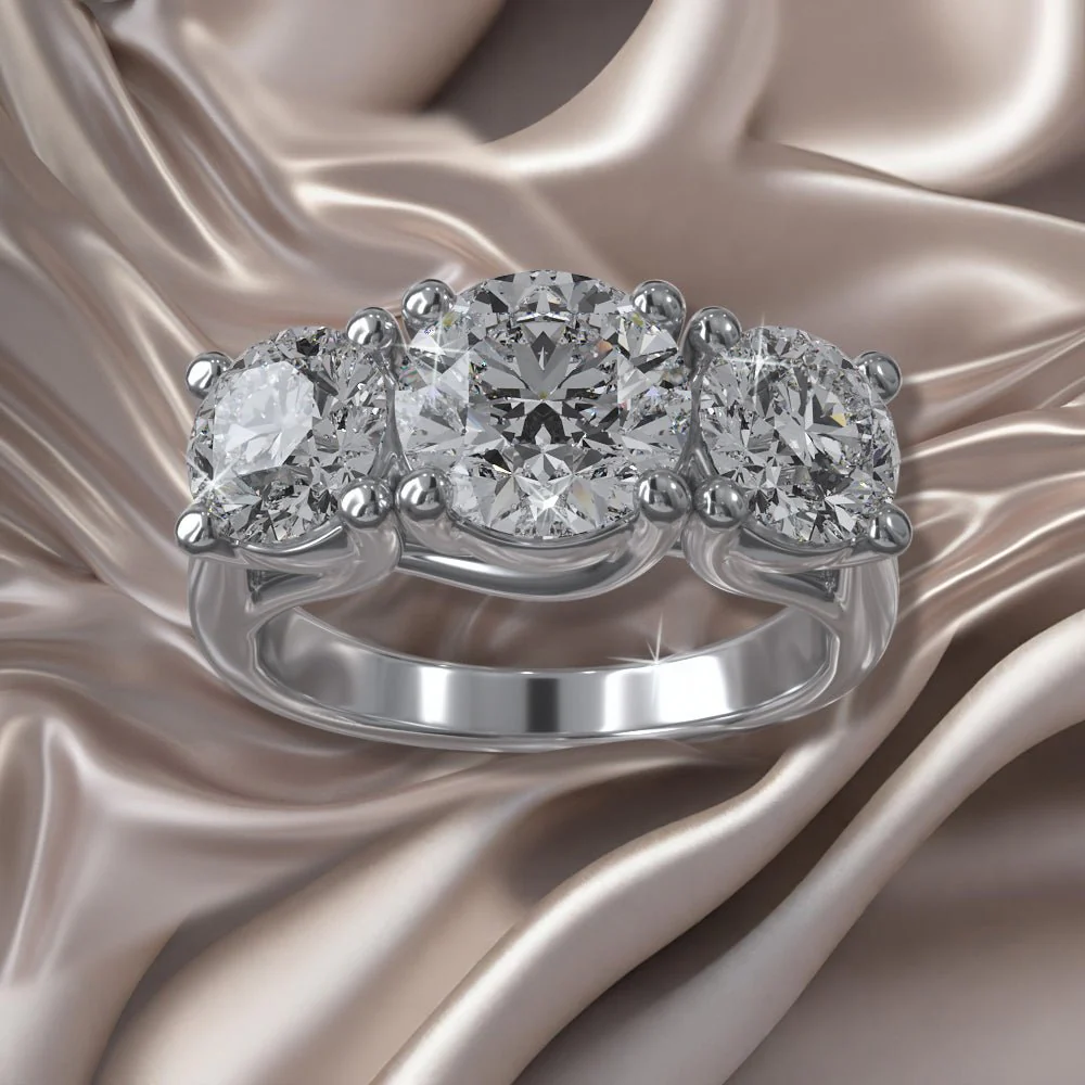 Three Stone Swirl Diamond Engagement Ring with 3.04 ct. (1.50 ct. center diamond) - Image 3