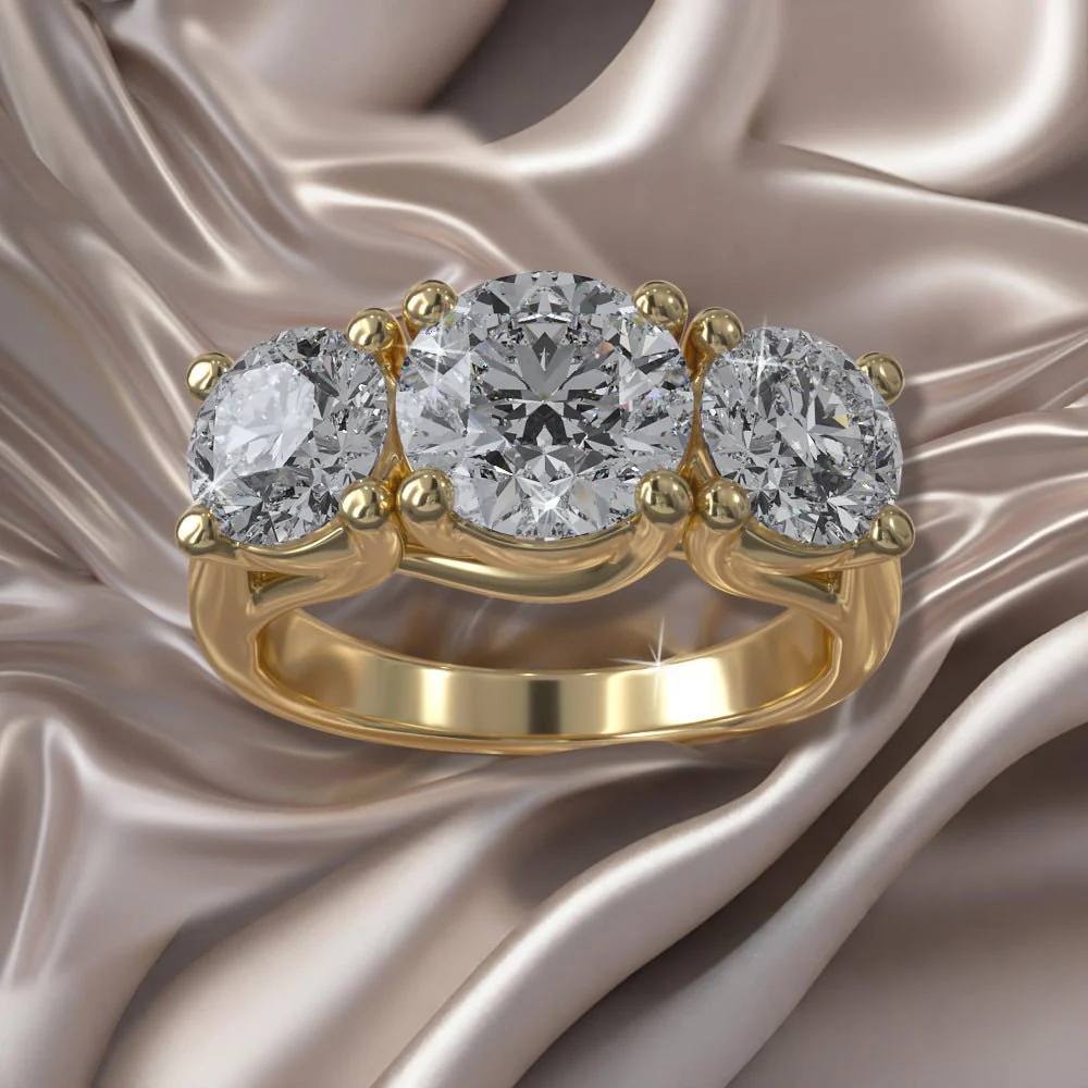 Three Stone Swirl Diamond Engagement Ring with 4.00 ct. (2.00 ct. center diamond) - Image 4
