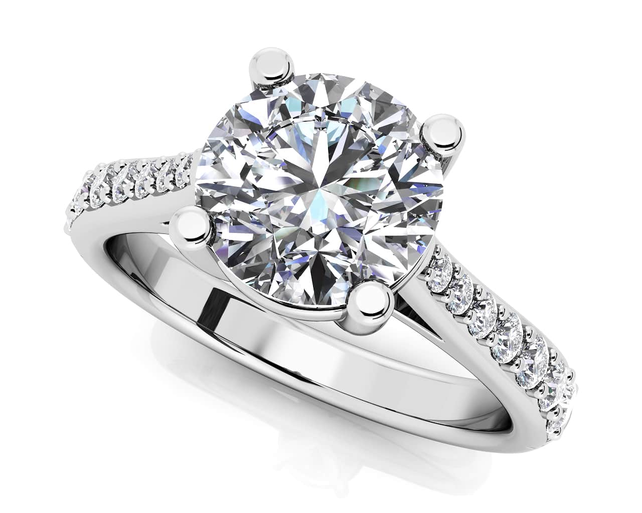 Timeless Round Engagement Ring With Side Diamonds Diamond with 0.78 ct. (0.50 ct. center diamond)