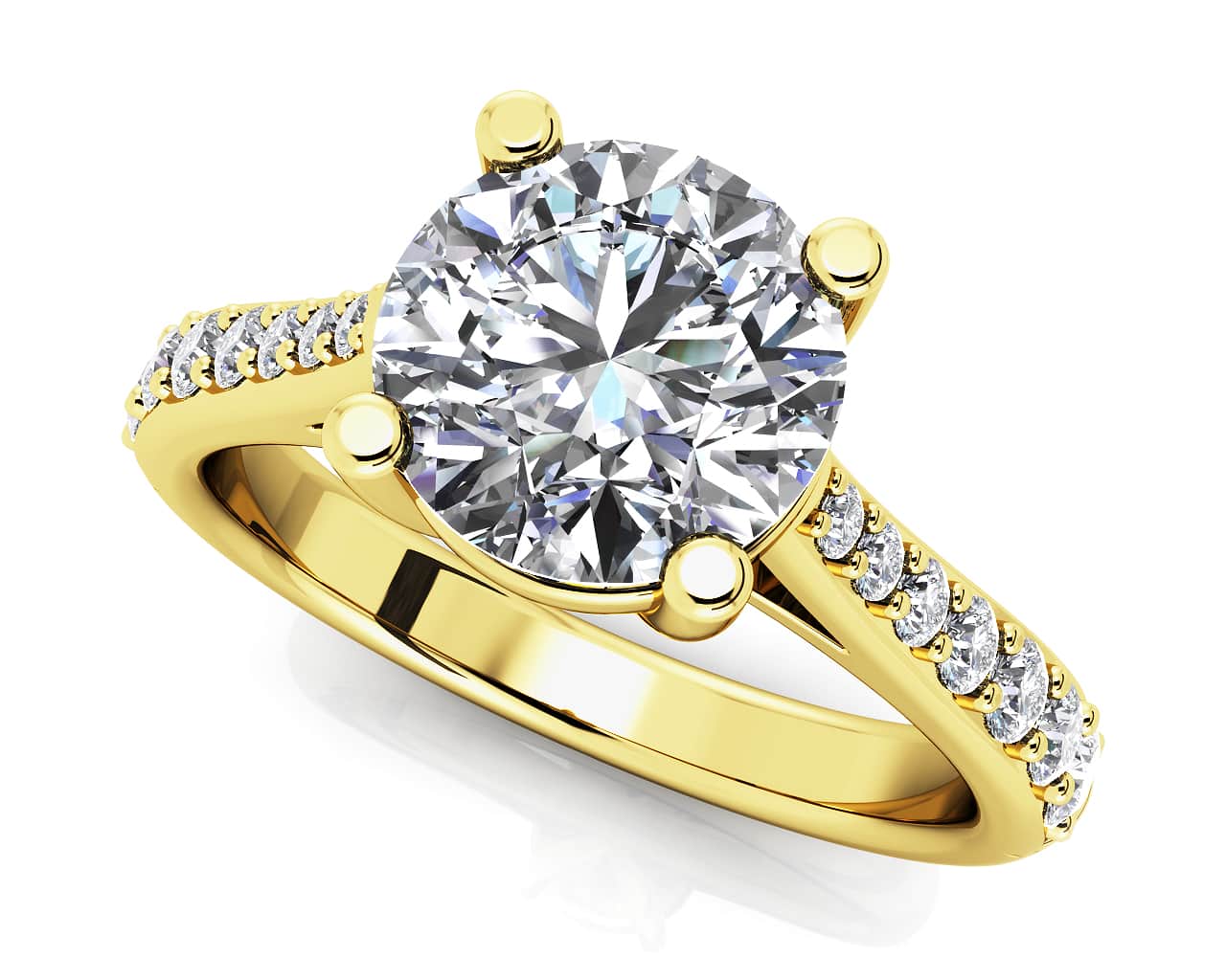 Timeless Round Engagement Ring With Side Diamonds Diamond  with 2.38 ct. (2.00 ct. center diamond) - Image 2