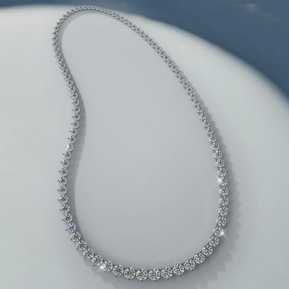 Timeless Three Prong Diamond Tennis Lab-Grown Diamond Necklace with 7.00 ct.(finished) - Image 3