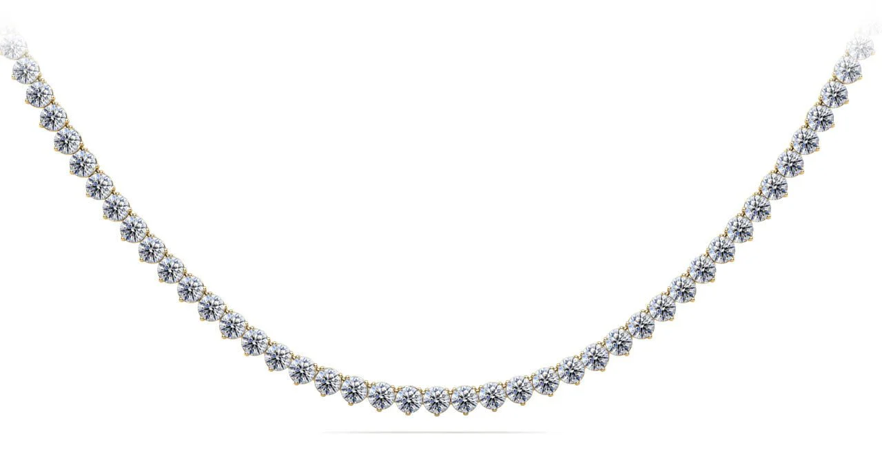 Timeless Three Prong Riviera Diamond Tennis Diamond Necklace with 11.12 ct.(finished) 2.7mm - Image 2
