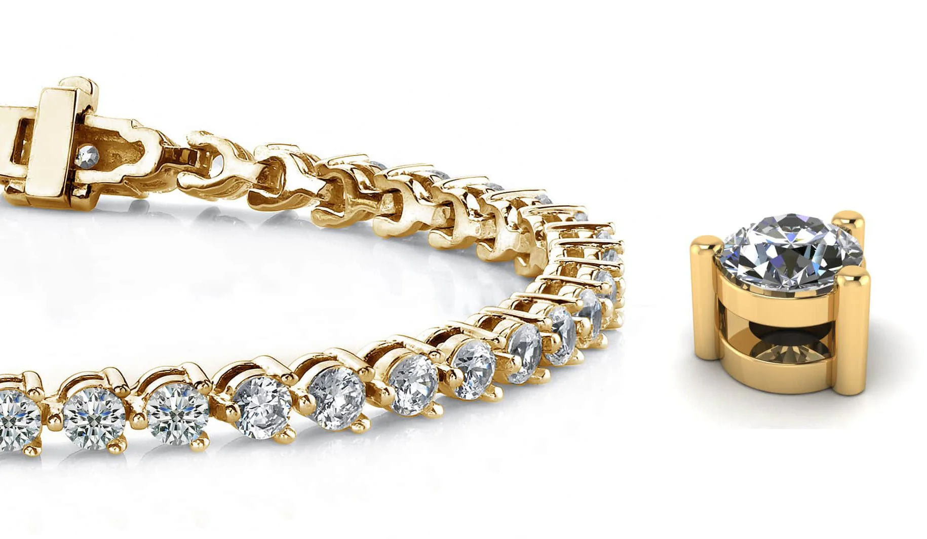 Timeless Three Prong Lab-Grown Diamond Tennis Bracelet with 1.95 ct.(finished) 2mm - Image 2