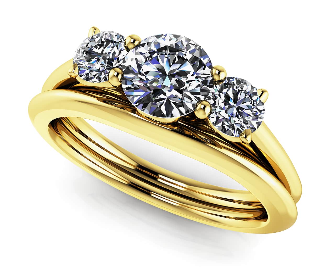 Timeless Three Stone Wedding Set Diamond  with 1.50 ct. (1.00 ct. center diamond) - Image 2