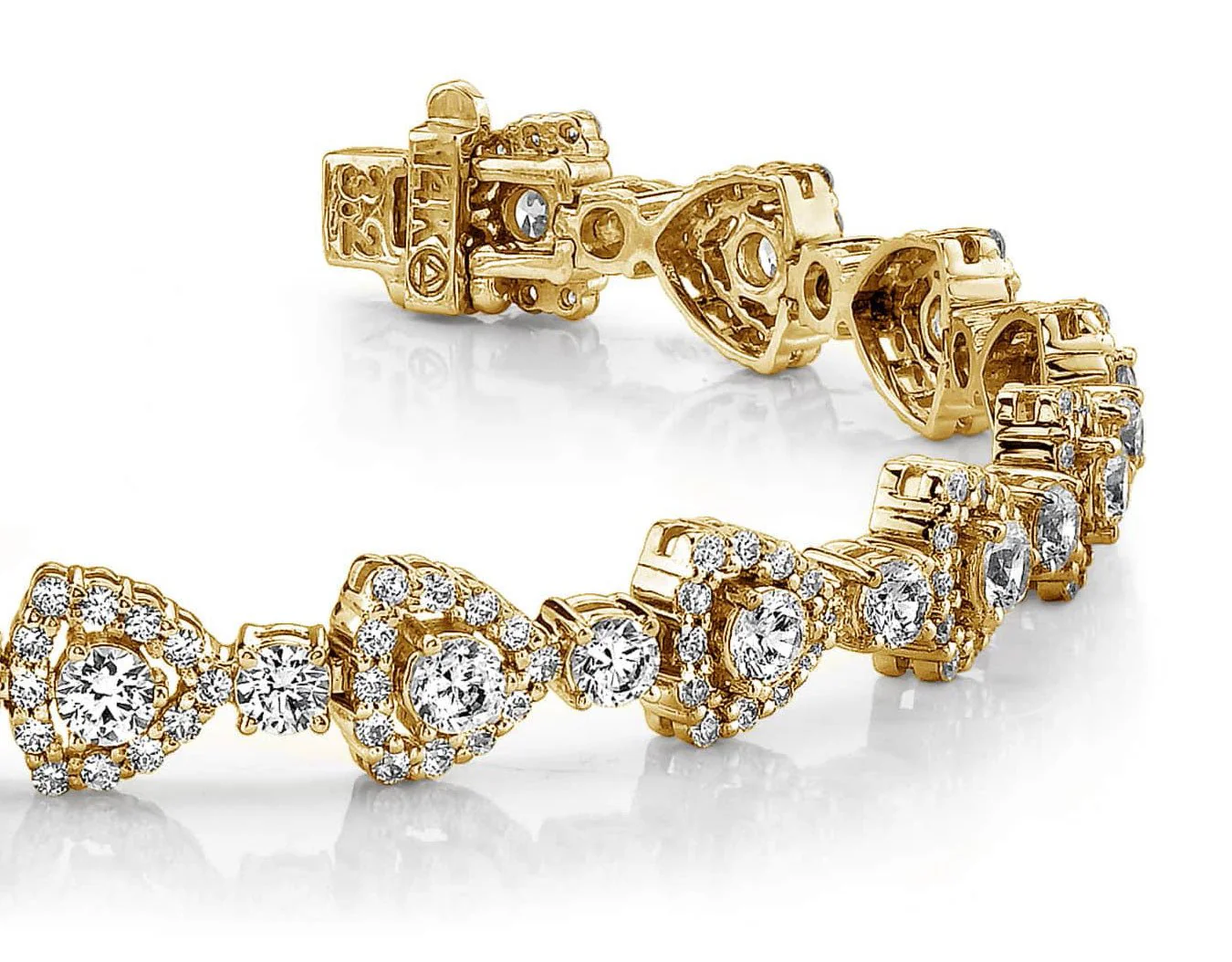 Triangular Diamond Link Diamond Bracelet with 6.27 ct.(finished) 1.3mm, 3mm, 3.2mm - Image 2