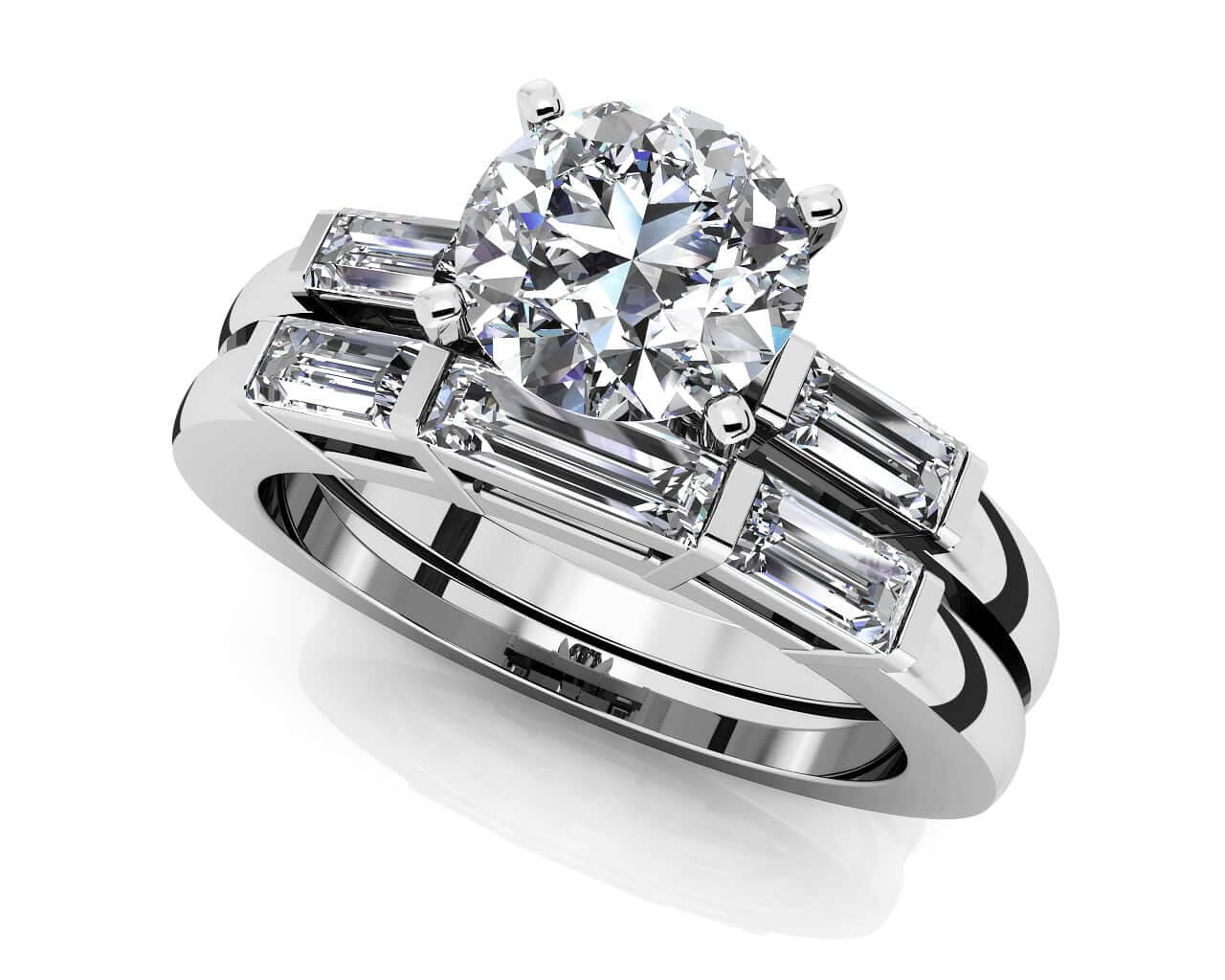 Triple Baguette Lab-Grown Diamond Bridal Set with 1.30 ct. (0.50 ct. center diamond)